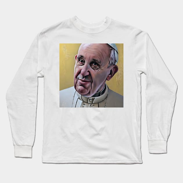 Face of Pope Francis Long Sleeve T-Shirt by bogfl